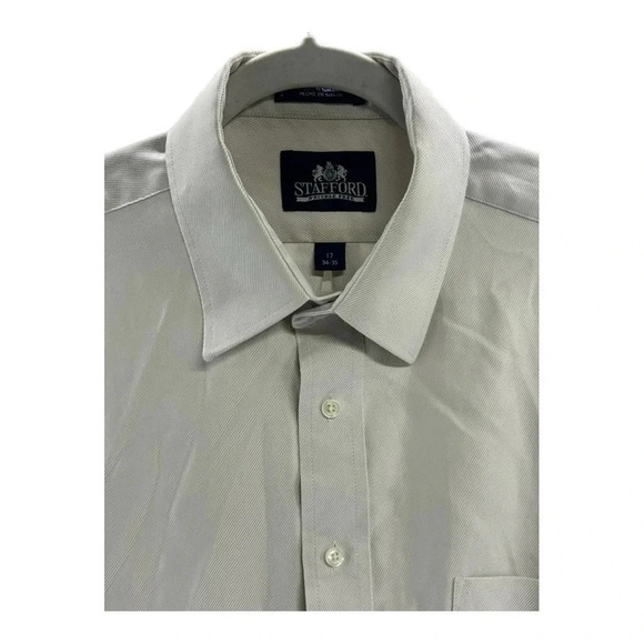 Stafford Wrinkle Free Men’s Button Down Off White Size 34-35 - Picture 5 of 13